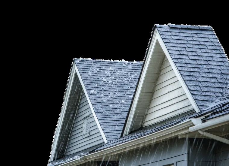 Crew working on a residential shingle roof in North Texas