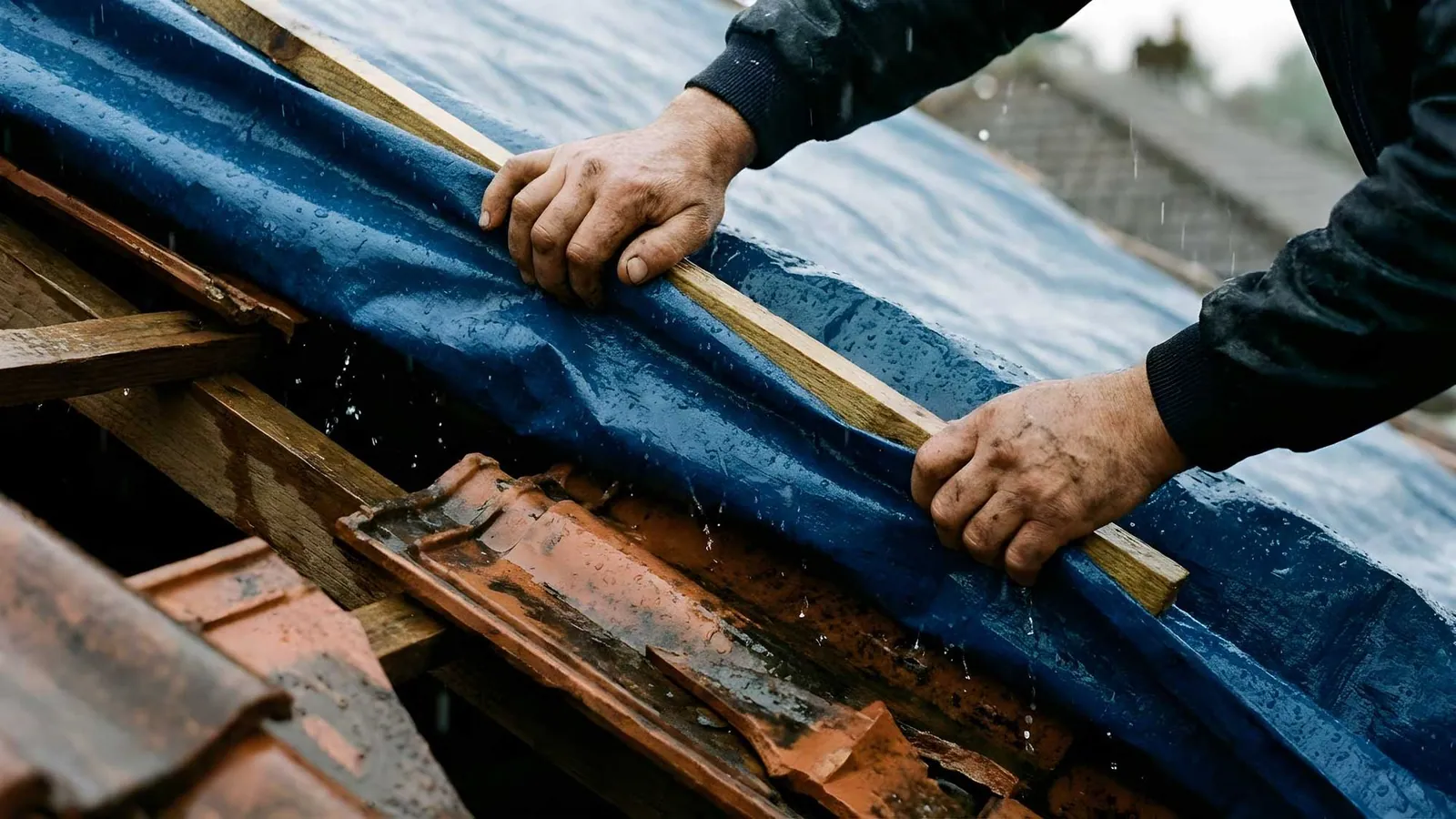 Crew working on a residential shingle roof in North Texas